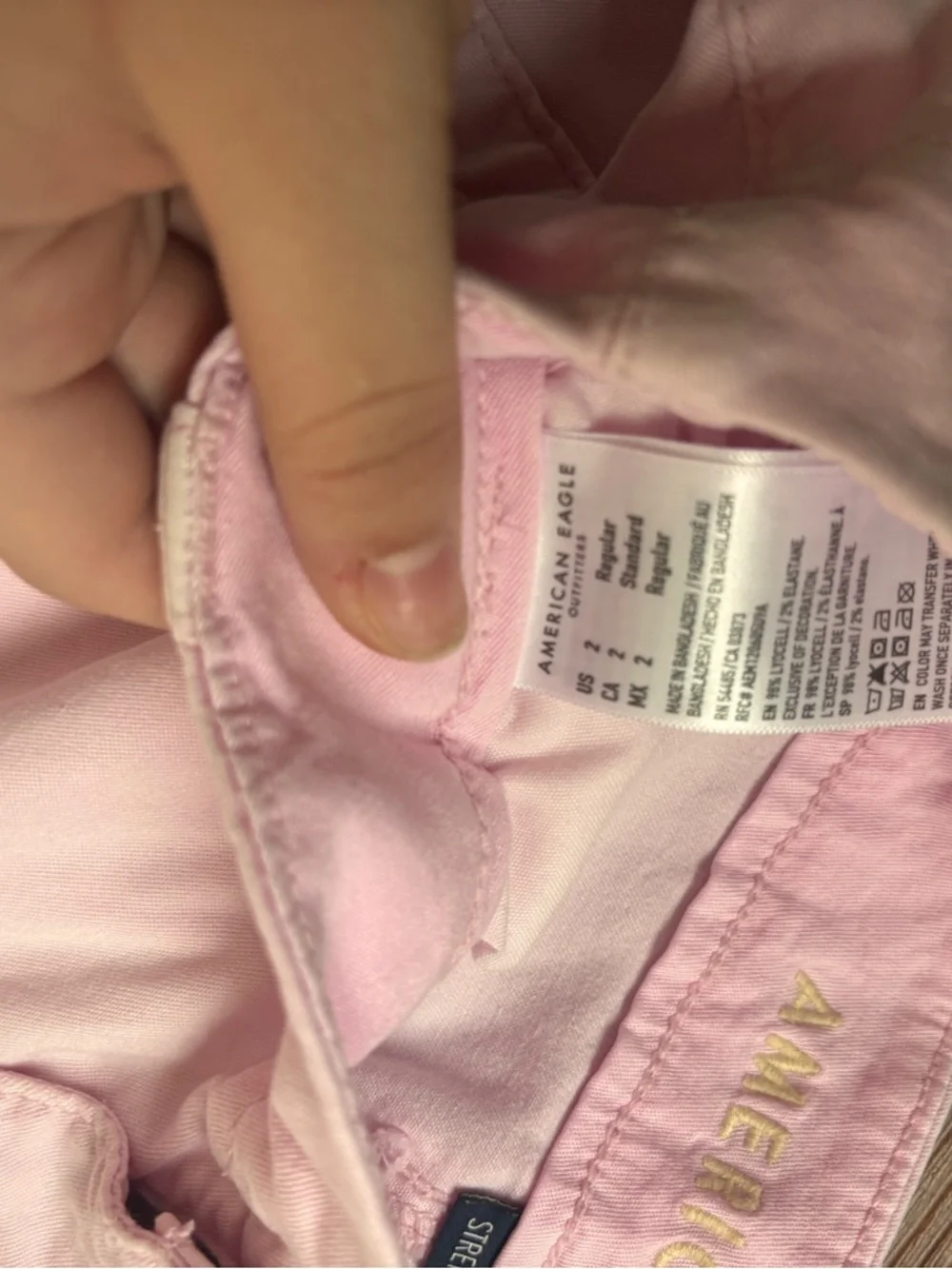 American Eagle Light Pink Cargo Wide-Leg Pants - Picture 3 of 6